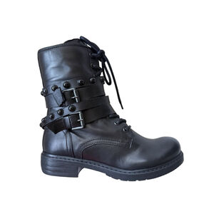 NWT Manas Soft Leather Black Studded Military Boots size EU 37 made in Italy